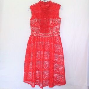 Red 1960s Style Crochet Dress